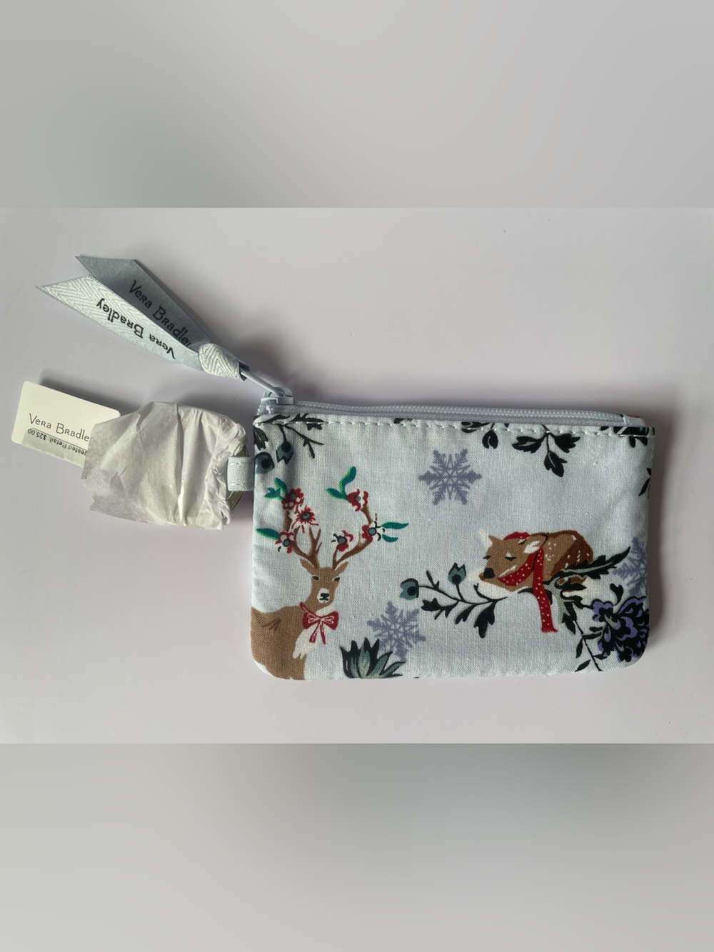 NWT Vera Bradley Merry Mischief Snow Day Deer Zip ID 🦌